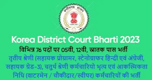 Korea District Court Bharti 2023 विभिन्न 76 पदों पर 05वी, 12वी, स्नातक पास भर्ती