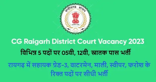 CG Raigarh District Court Vacancy 2023