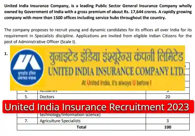 United India Insurance Recruitment 2023