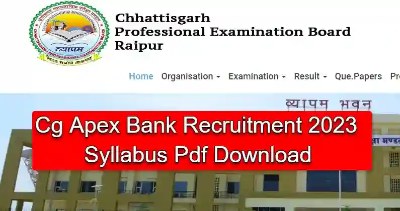 CG Vyapam Chhattisgarh Rajya Sahkari Bank Syllabus 2023