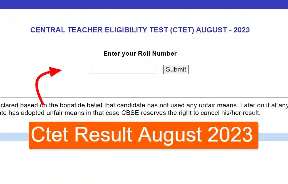 Ctet Result August 2023 Download Link