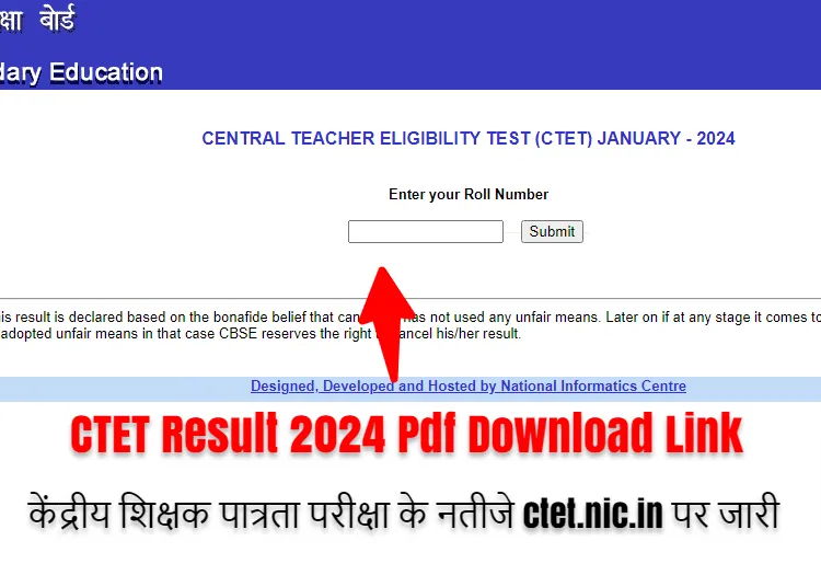 CTET Result 2024 Pdf Download Link